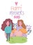 Happy mothers day, cartoon women nature grass decoration