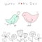 Happy mothers day with cute birds.