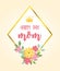 Happy mothers day, flowers crown floral delicate banner