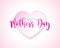 Happy Mothers Day Greeting card with hearth on pink background. Vector Celebration Illustration template with