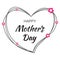 Happy Mothers Day hand drawn typographic lettering with black scribble heart on white background