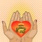 Happy Mothers Day -illustration - women`s hands hold the heart