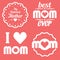 Happy Mothers Day Lettering Calligraphic Emblems and Badges Set. Vector Design Elements For Greeting Card and Other Print Template