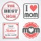 Happy Mothers Day Lettering Calligraphic Emblems and Badges Set. Vector Design Elements For Greeting Card and Other Print Template