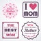 Happy Mothers Day Lettering Calligraphic Emblems and Badges Set. Vector Design Elements For Greeting Card and Other Print Template