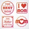 Happy Mothers Day Lettering Calligraphic Emblems and Badges Set. Vector Design Elements For Greeting Card and Other Print Template