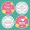 Happy Mothers Day Lettering Calligraphic Emblems and Badges Set. Vector Design Elements For Greeting Card and Other Print Template