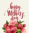 Happy Mothers Day Lettering card. Greetimng card with flower. Vector illustration