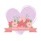 Happy mothers day, lettering flowers heart floral ribbon