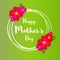 Happy Mothers Day. Pink Floral Greeting card with Bunch of Spring Flowers