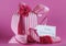 Happy Mothers Day pink polka dot and stripe ribbon gift