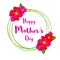 Happy Mothers Day. PinkFloral Greeting card with Bunch of Spring Flowers holiday white background.