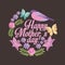 Happy mothers day romantic cute flowers bird butterfly black background