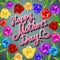 Happy Mothers Typographical Background With Bunch of Spring Tulips Flowers
