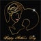 Happy Motherss Day, Silhouette of a mother and child with golden outline Happy Mothers Day celebration