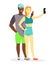 Happy multiethnic couple selfie photo on phone