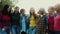 Happy multigenerational group of women with different ethnicities having fun in a public park