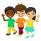 Happy multiracial children walking together