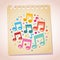 Happy music notes note paper cartoon illustration