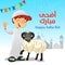 Happy Muslim Boy With Eid Al-Adha Sheep