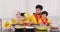 Happy muslim family having dinner