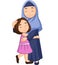 Happy Muslim mother hugging her daughter