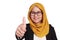 Happy Muslimah Businesswoman, Thumbs Up Gesture