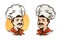 Happy mustached chef in hat. Vector illustration