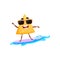 Happy nachos surfing on waves summer fun character