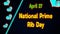 Happy National Prime Rib Day, April 27. Calendar of April Neon Text Effect, design
