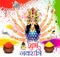 Happy navratri celebration colorful background wtih goddess durg