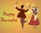 Happy Navratri - Dandia, Garba couple, dandia character illustration, Dandia night banner, Navratri banner, Not fully Editable