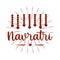 Happy navratri indian celebration, goddess durga culture, ornament and hand drawn lettering silhouette style icon