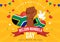 Happy Nelson Mandela International Day Vector Illustration on 18 July with South Africa Flag in Flat Cartoon Hand Drawn