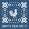 Happy new 2017 year. Christmas card with rooster