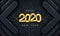 Happy New 2020 Year. Realistic, 3d, Glossy Yellow Air Blown Two Thousand Twenty 2020 On black Background