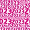 Happy New 2023 Year seamless pattern. Magenta color. Wrapping paper, textile, print, fabric. Distort numbers.