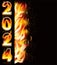 Happy new flame 2024 year banner, vector