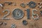 Happy new year 2016 composition with screws nails bolts and dowels