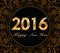 Happy New Year 2016 - gold floral pattern with 2016 typography card