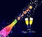 Happy new year 2016 greeting card or poster design with colorful triangle champagne explosion