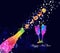 Happy new year 2016 greeting card or poster design with colorful triangle champagne explosion