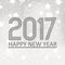 Happy new year 2017 on gray silver bokeh background with stars and snow eps10