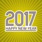 Happy new year 2017 like sticker on sunny stripped background eps10