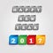 Happy new year 2017 message from gray and color bricks with numbers eps10