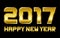 Happy new year 2017 - rectangular beveled golden font