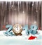 Happy New Year 2018 background with Santa hat and clock.
