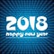 Happy new year 2018 on blue stripped binary code background eps10