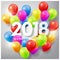 Happy New Year 2018 with colorful balloons and firework celebrate concept