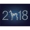 Happy new year 2018 creative greeting card with Dog made up a lot of diamonds